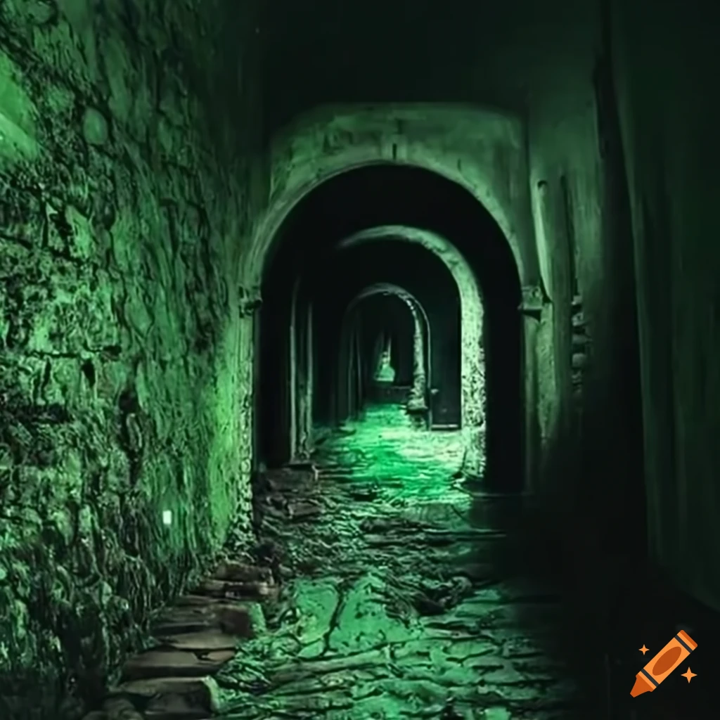 Green sewer with a creepy throne for someone to sit down