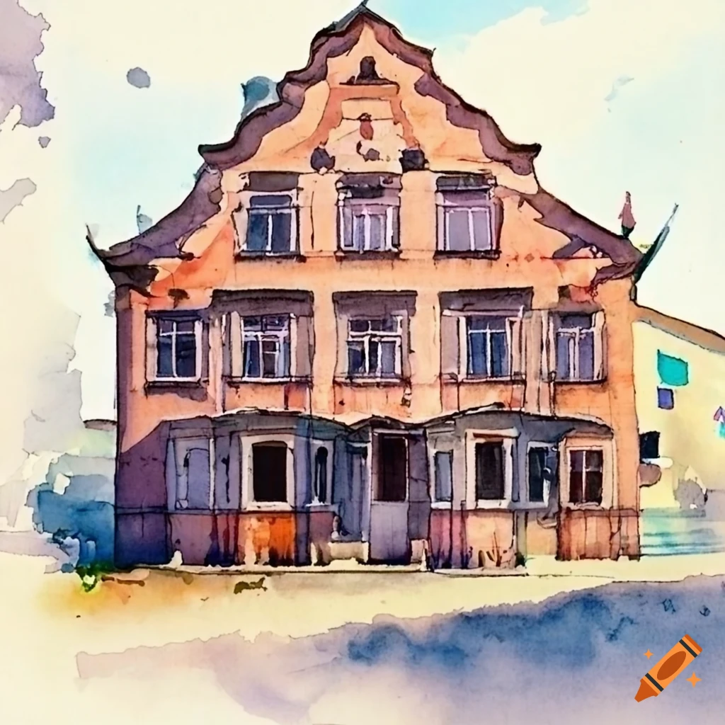 Shattered watercolor of Bavarian Architecture