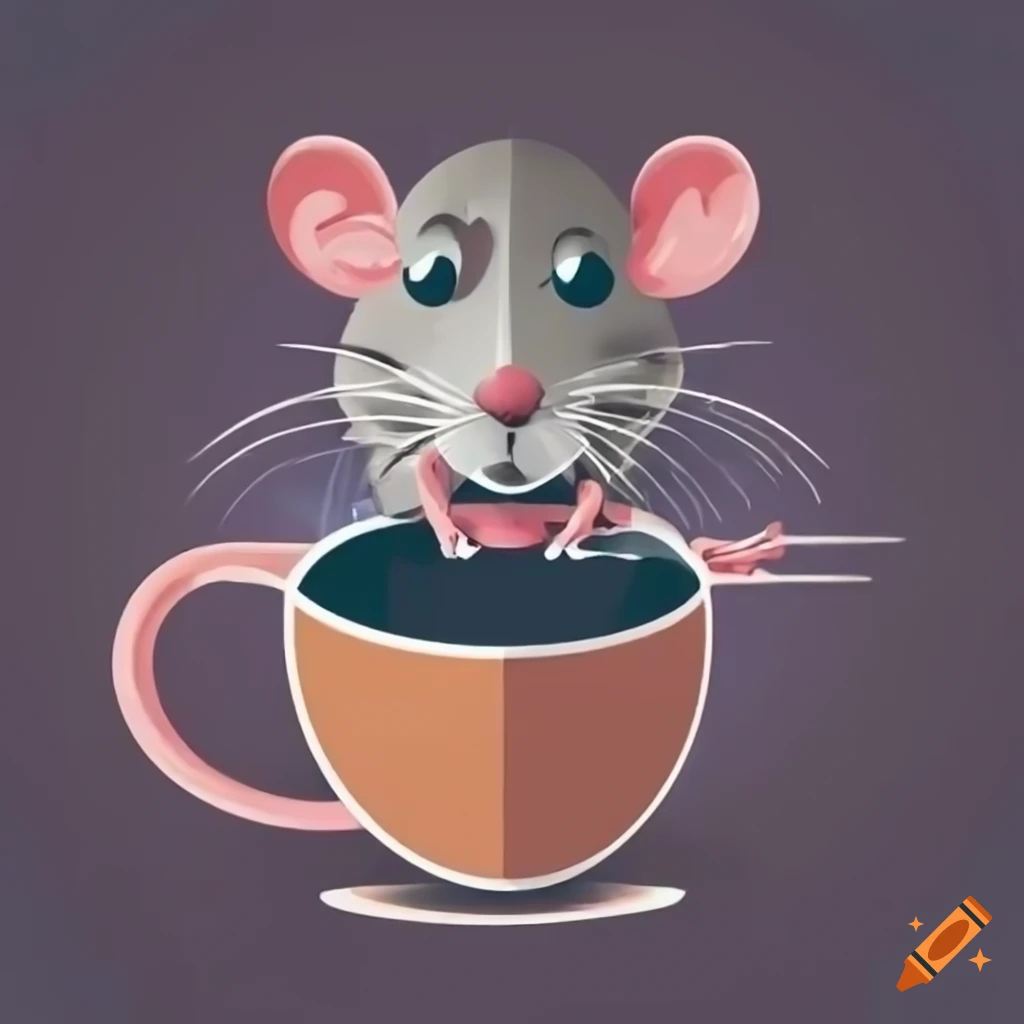 Rat holding a coffee cup logo