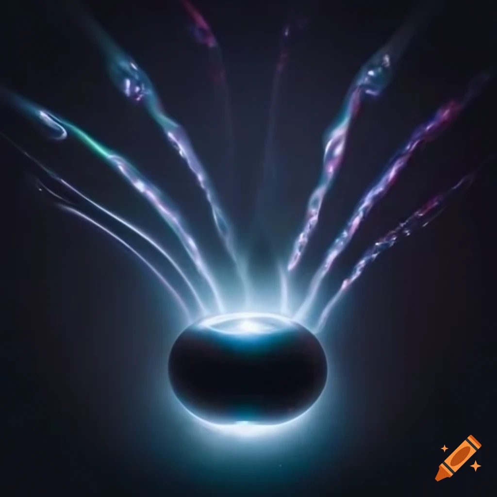 Liquid mercury toroid surrounded by electric arcs and plasma in fog
