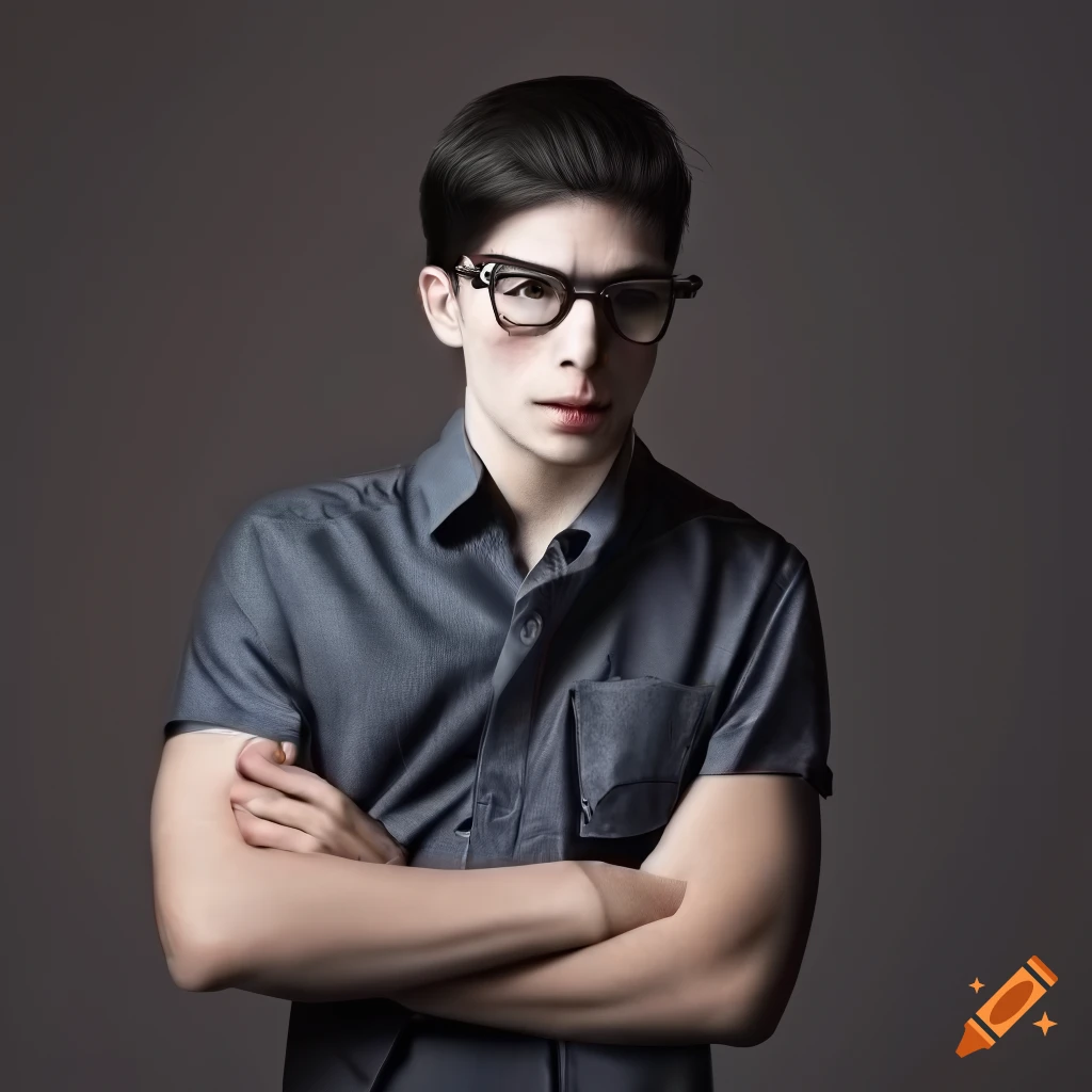 Handsome young man with bowtie and glasses