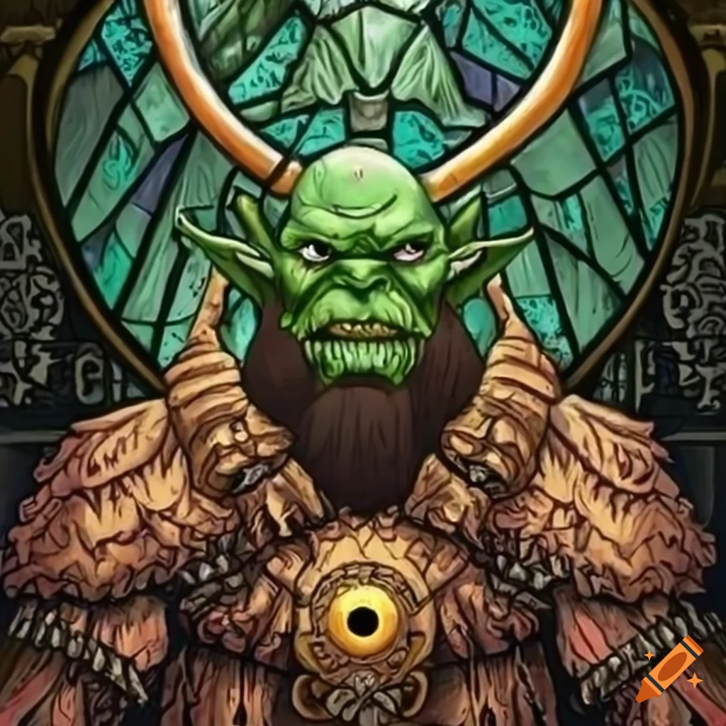 Vitral depicting an evil orc deity