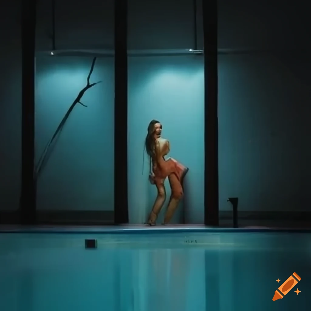Pastel pool in underground setting during thunderstorm