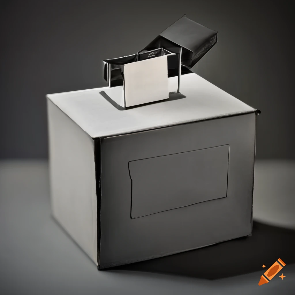Monochrome logo with German flag ballot box and inscription