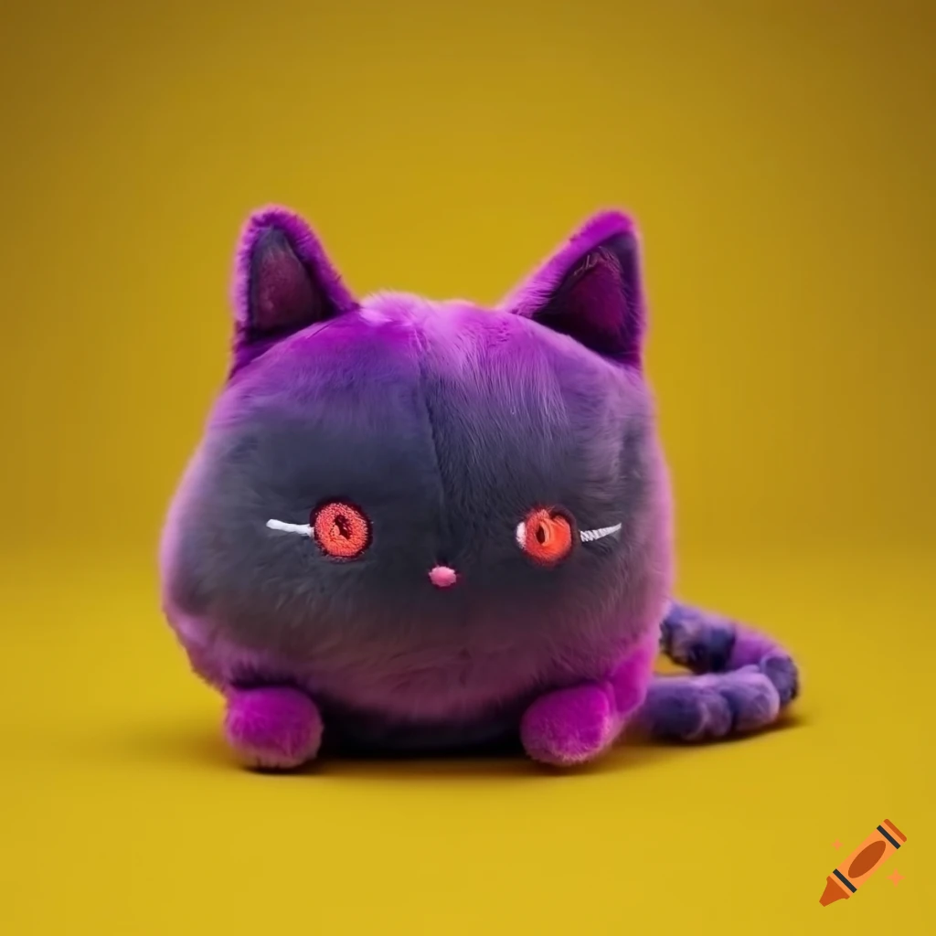Chubby cat with long hair on a yellow background with silver lining