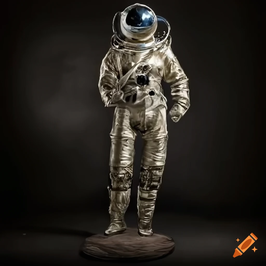 Retrofuturistic raygun-gothic atompunk character in space suit and fishbowl helmet