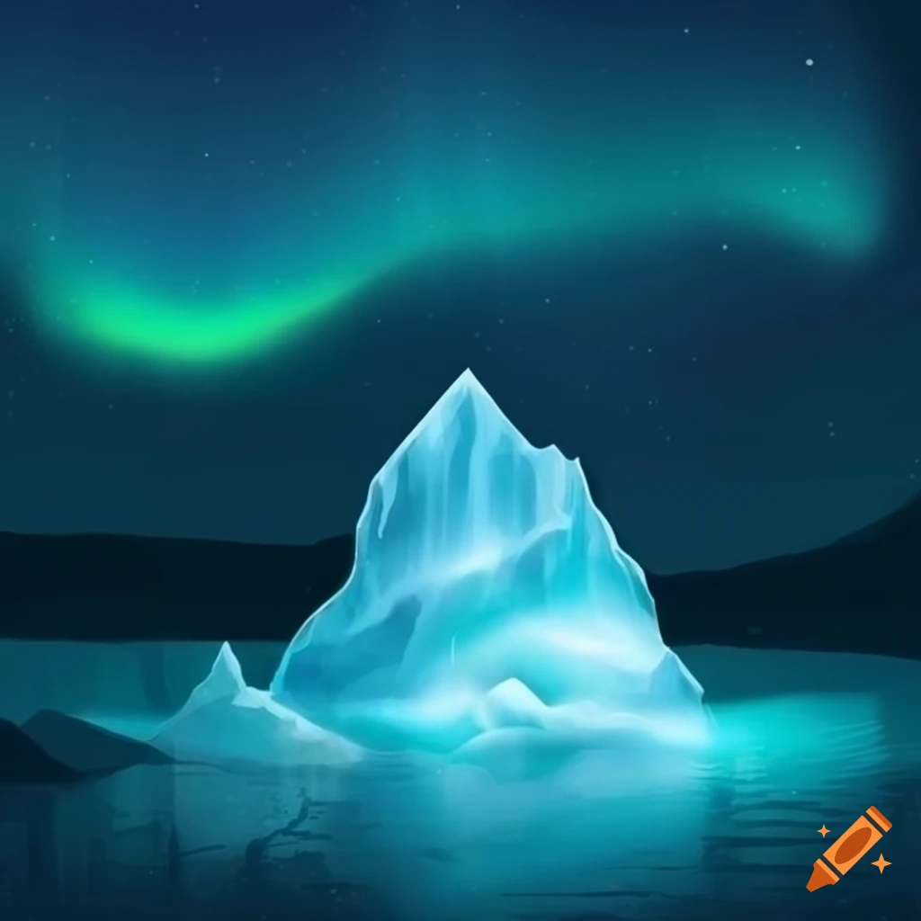 Norse-inspired comic cover with glowing iceberg under northern lights