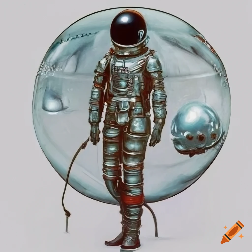 Astronaut in retro-futuristic space suit on white background by Luis