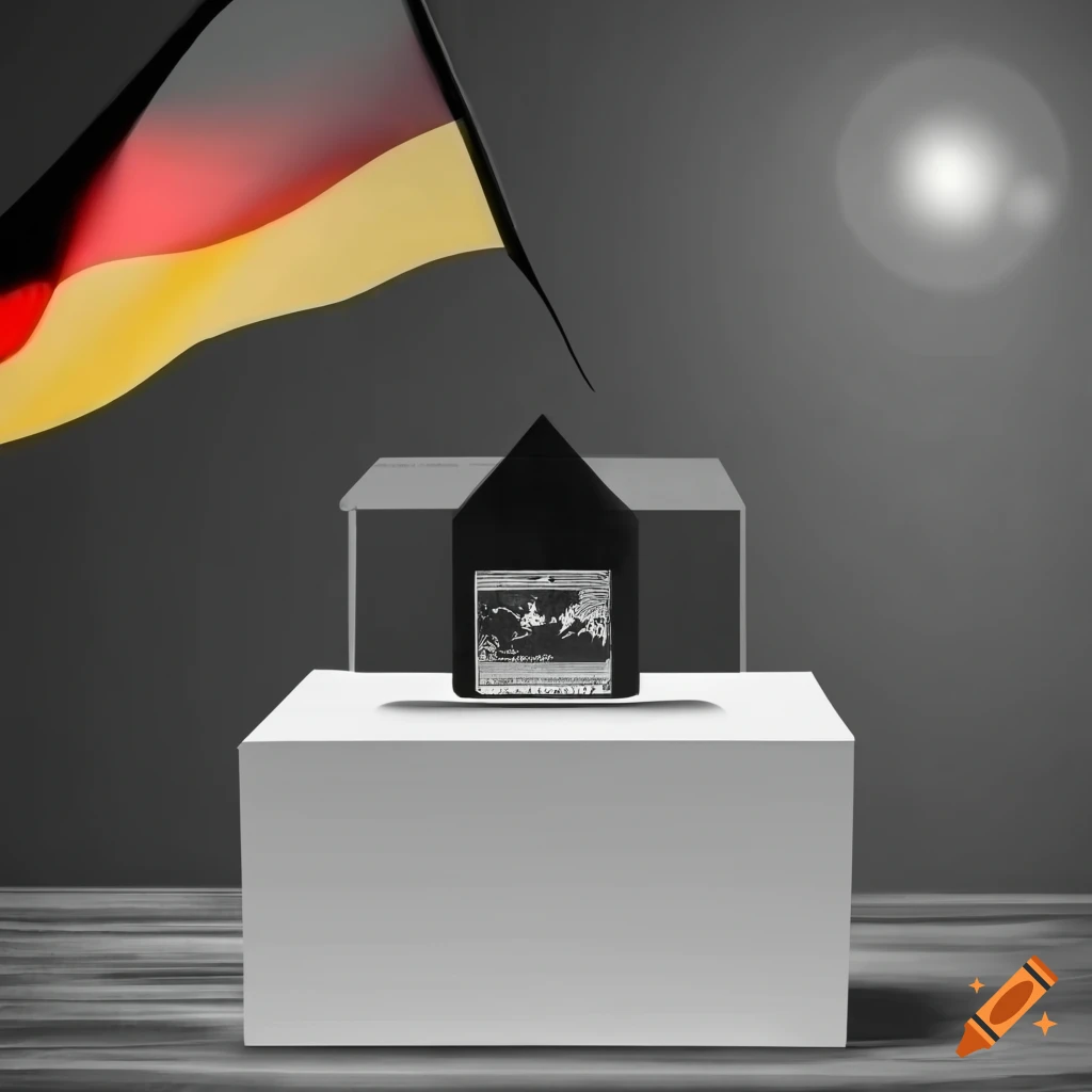 Black and white voting illustration with german flag and federal eagle ...
