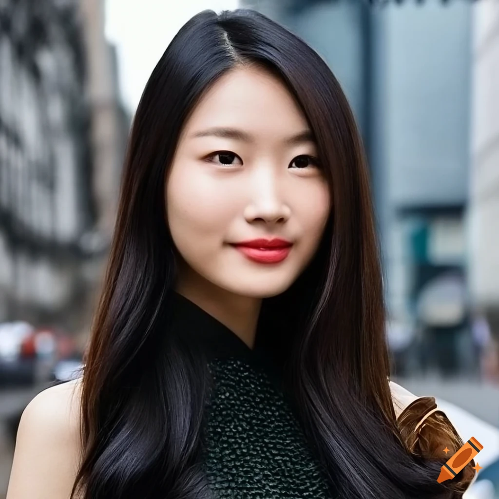 Elegant young Asian woman in a city setting