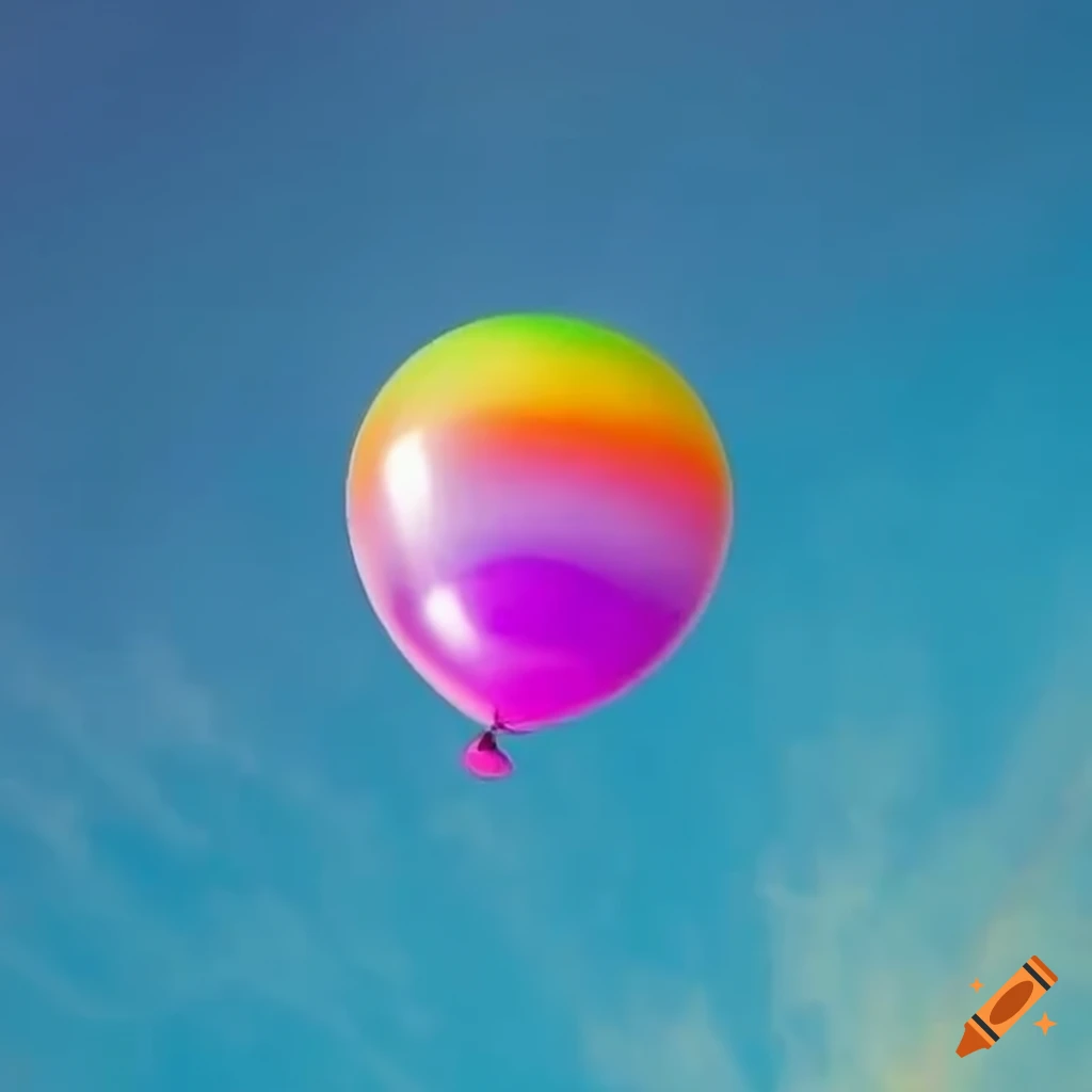 Balloon with smiley face in a rainbow sky
