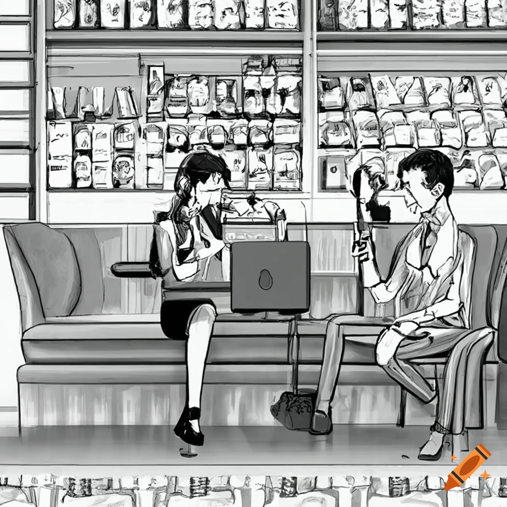 Store with gym equipment, supplements, and businessman with dollar sign laptop helping people