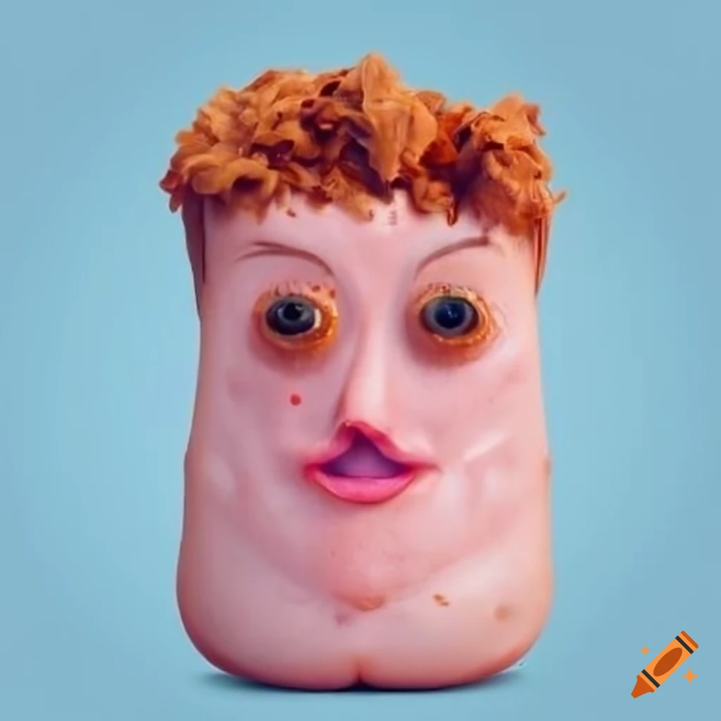 Artistic depiction of a whimsical sausage-faced character