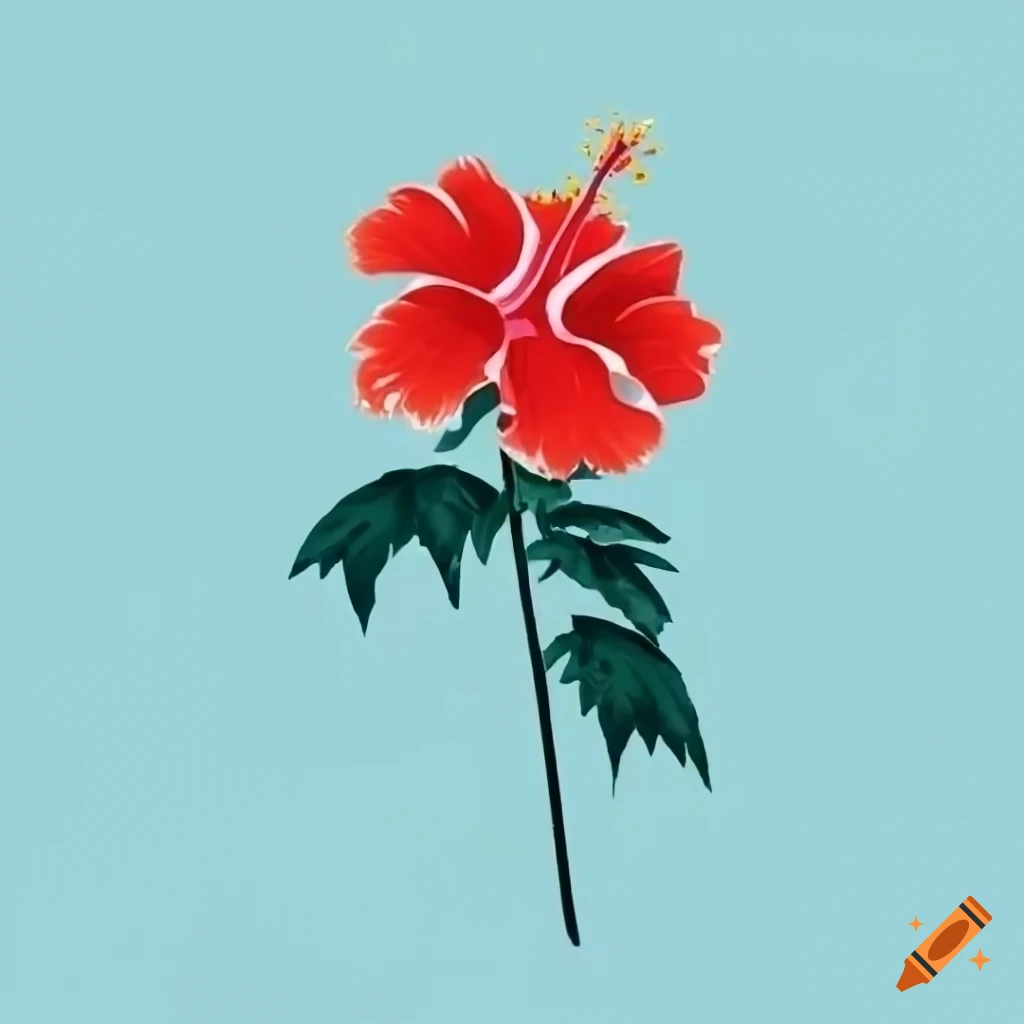 Traditional Japanese hibiscus art