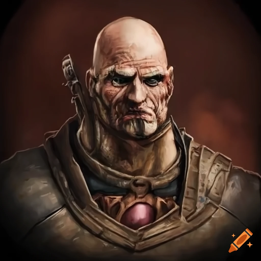 Bald man with scar in the Warhammer universe