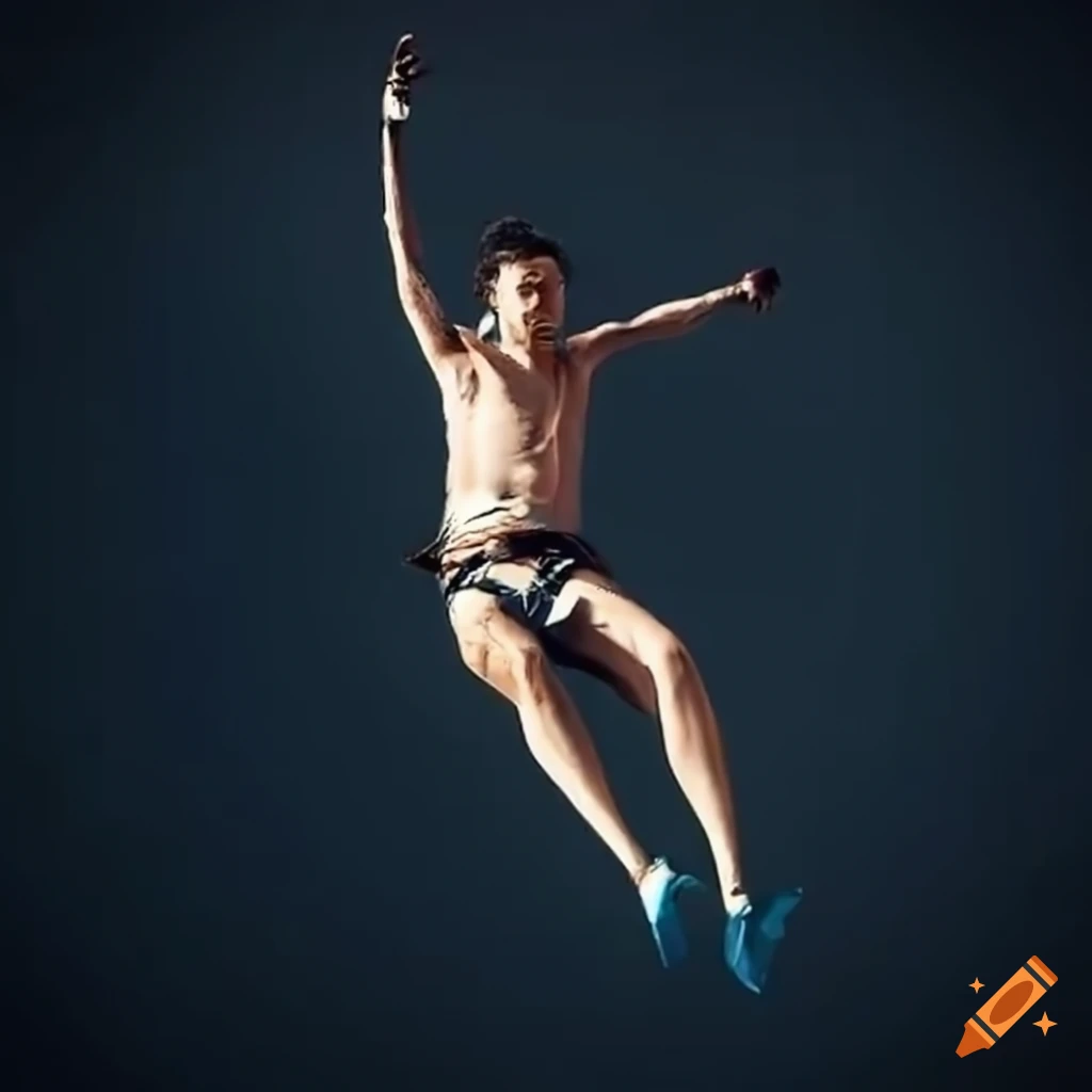 Yann Moal bungee jumping while smoking a cigarette