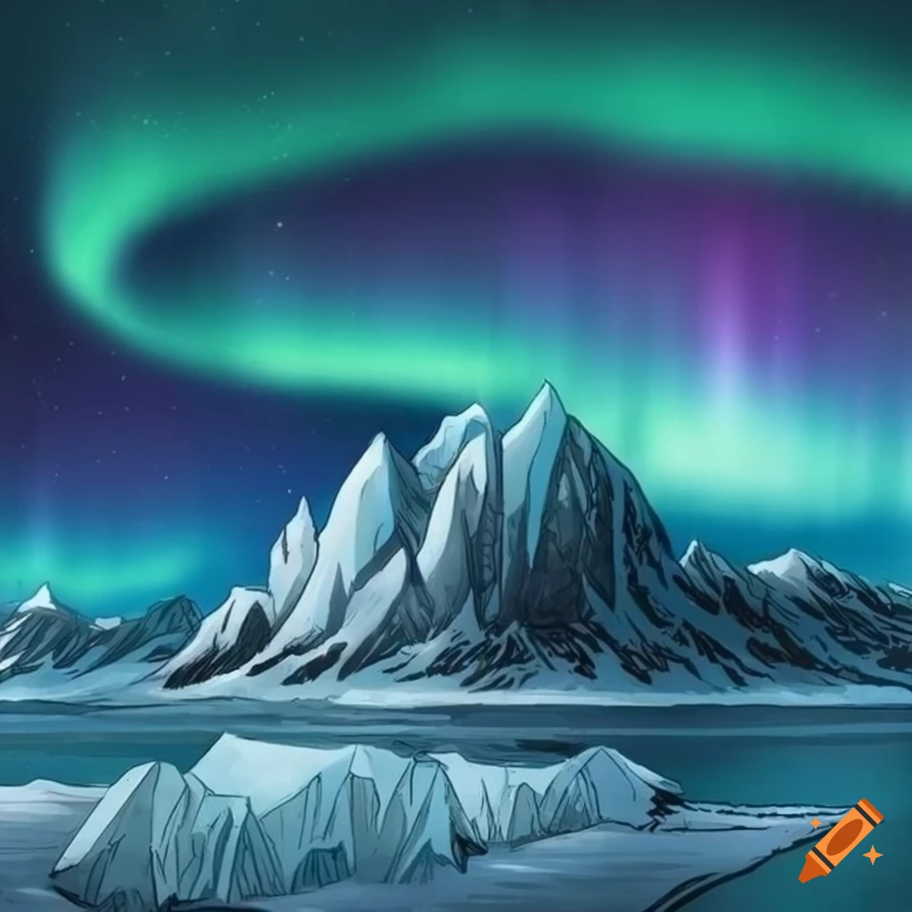 Norse-inspired comic cover with glowing iceberg and northern lights