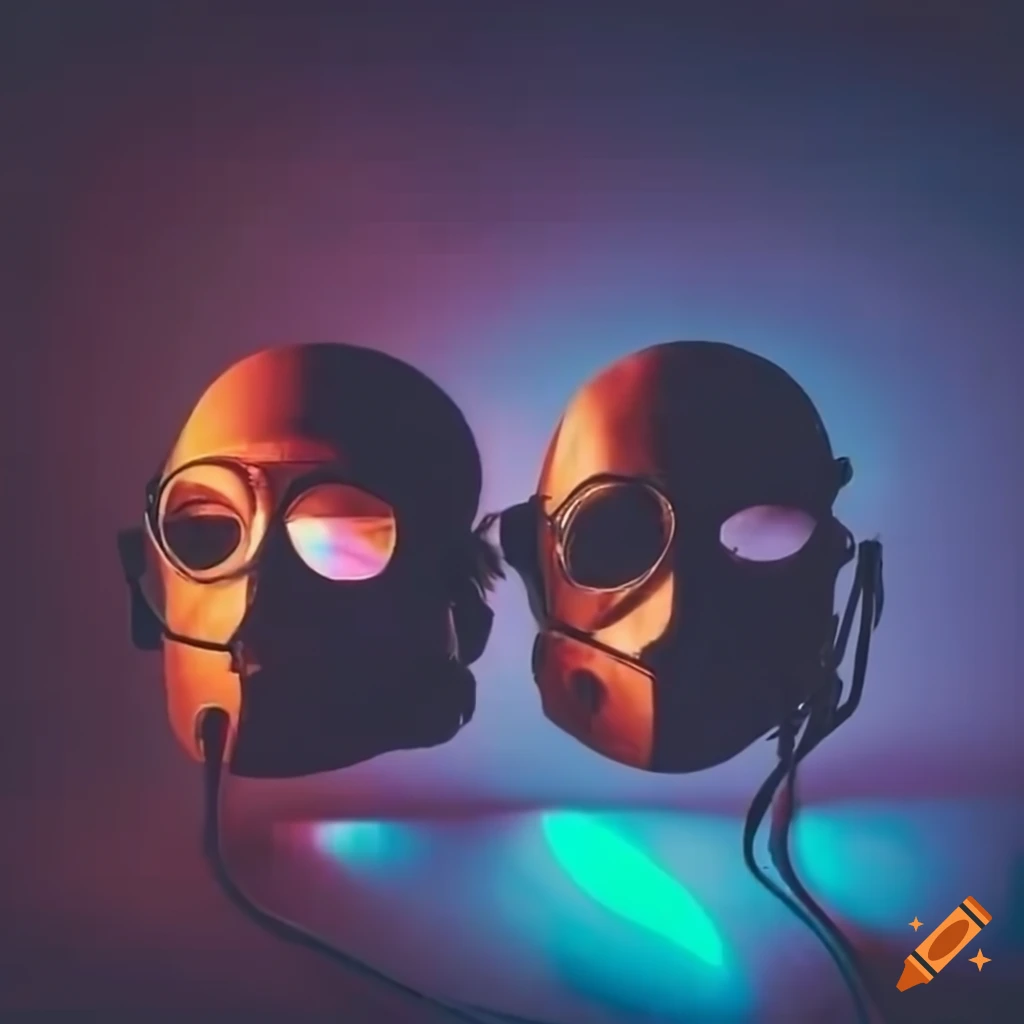 DJ's wearing masks in a studio with bass boxes in the background