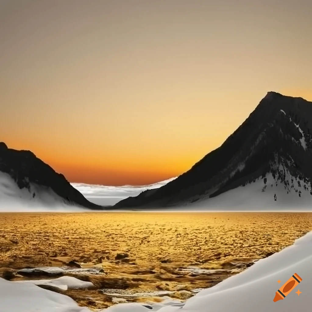 Breathtaking icy landscape with gold and matte black accents