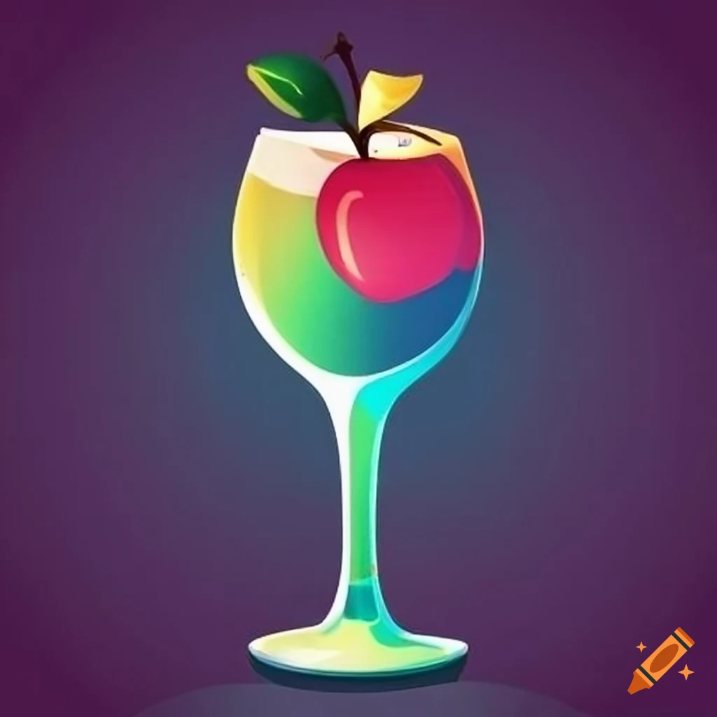 Apple crown in a white wine glass