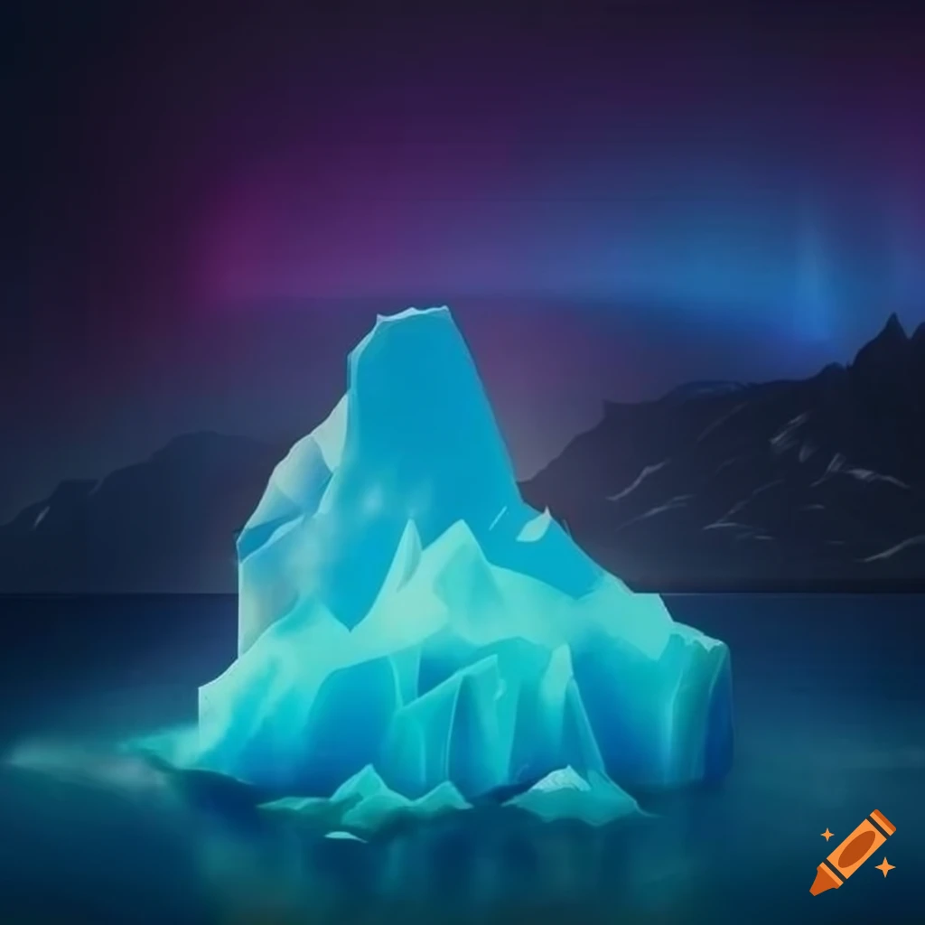 Norse-inspired comic cover with glowing iceberg under northern lights