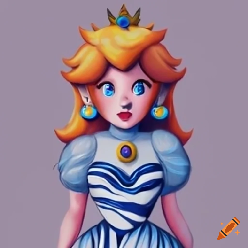 Princess peach in zebra pattern cocktail dress on Craiyon