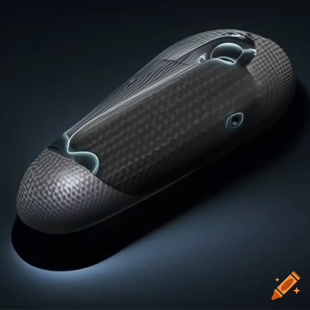 Sleek carbon fiber medical capsule with futuristic design