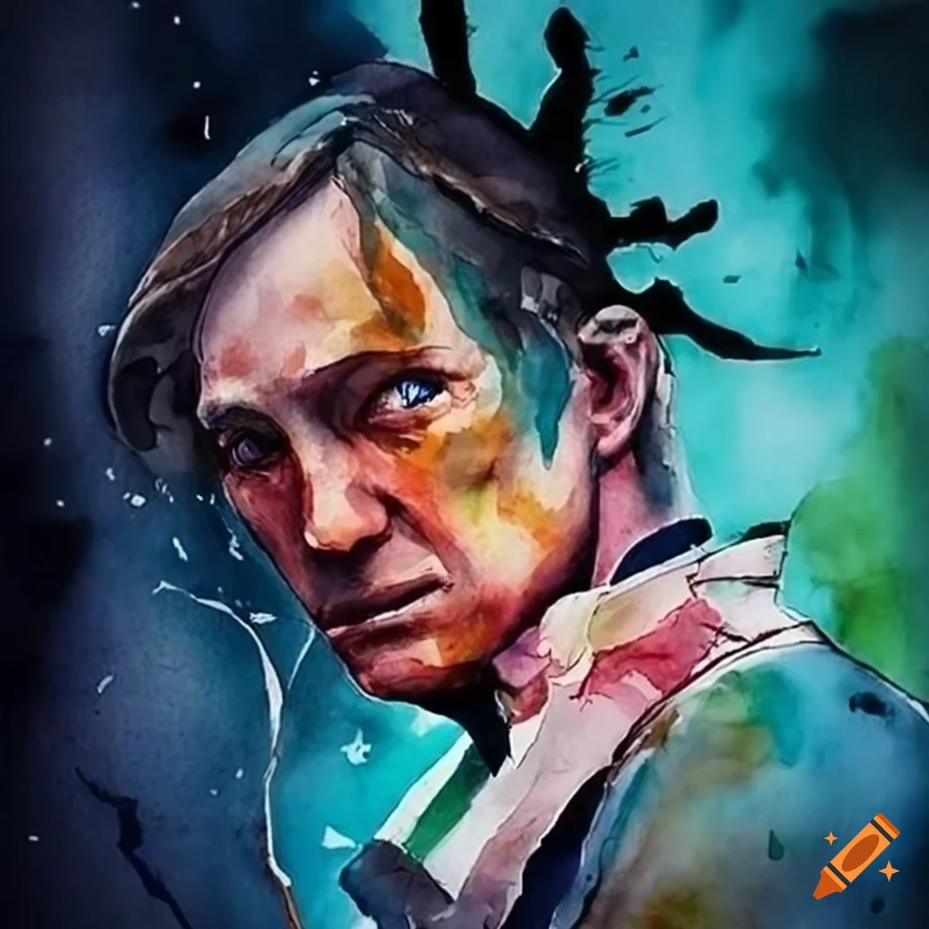 Shattered watercolor art inspired by Norway's version of Zatoichi