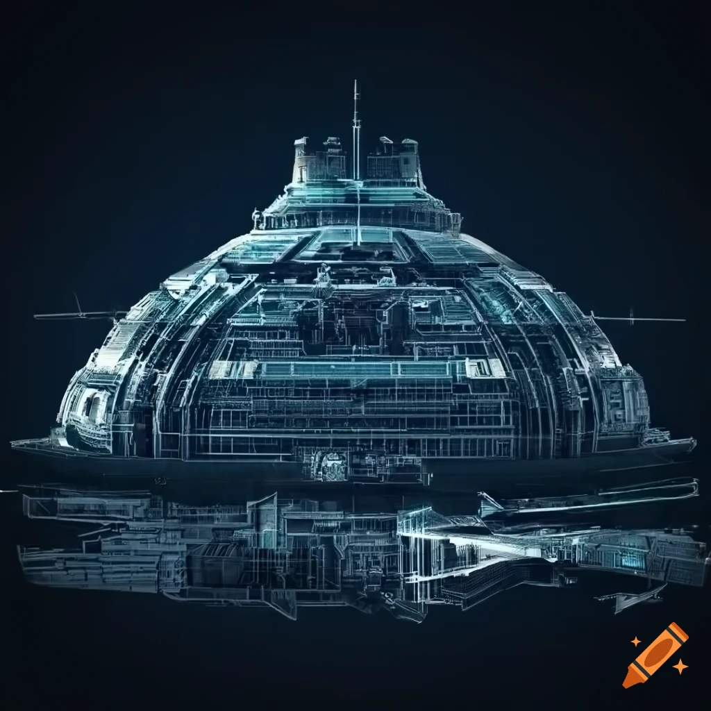Blueprint of futuristic multi-level space station