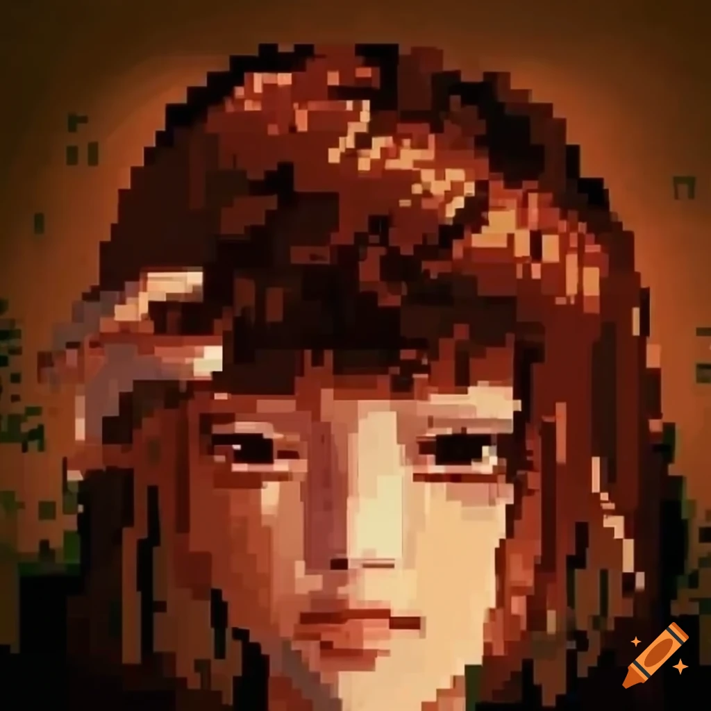 Pixel art with traditional Chinese ink painting elements