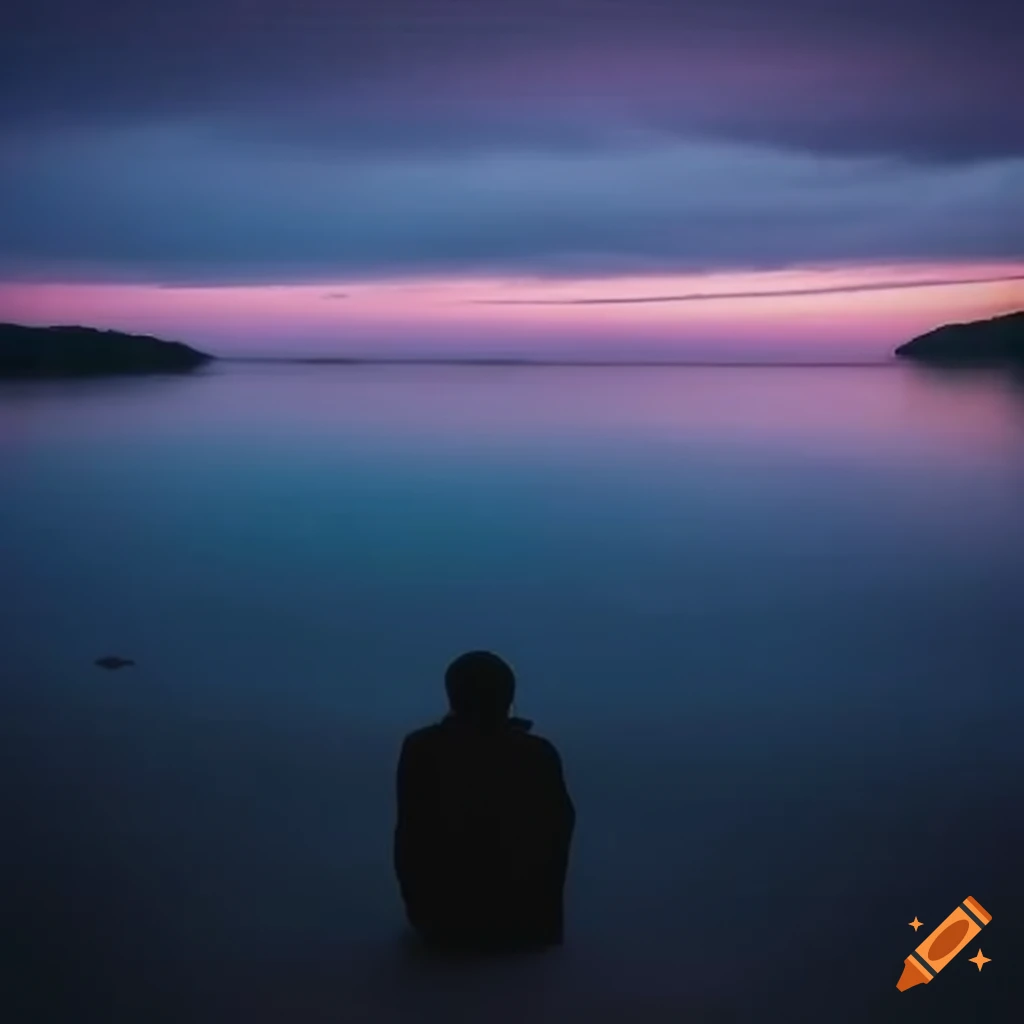 Contemplative man overlooking tranquil beach