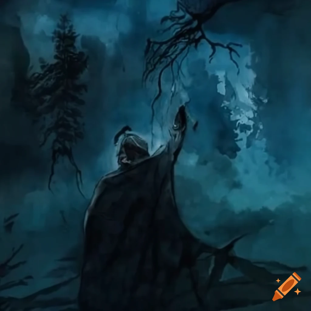 Shattered watercolor art inspired by Norway's version of Zatoichi