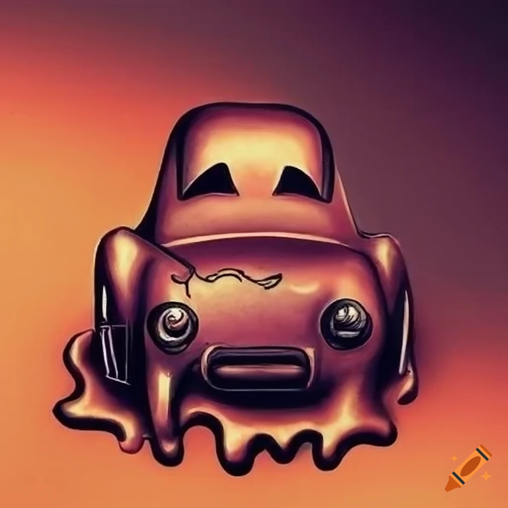 Melting Monopoly race car piece tattoo design
