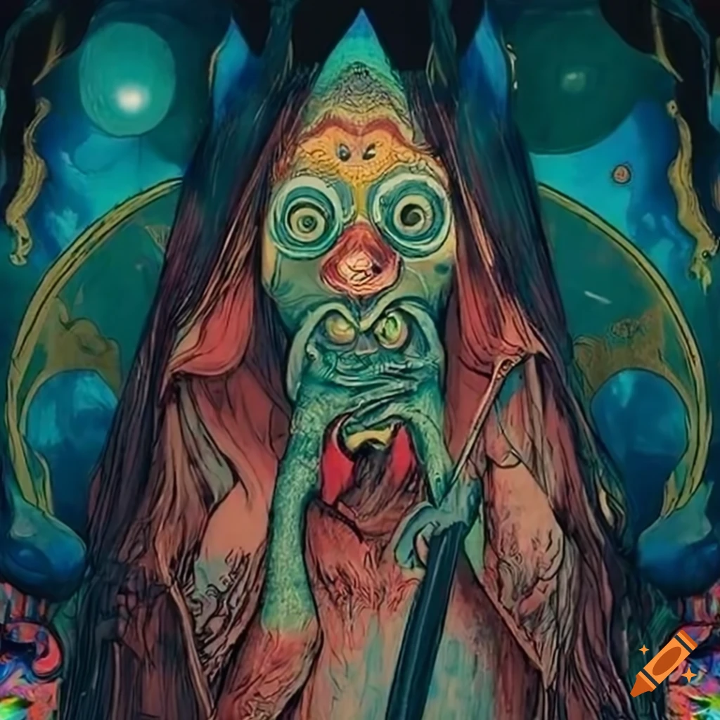 3D panorama of Baba Yaga Tarot with Japanese and native Salish creature motifs