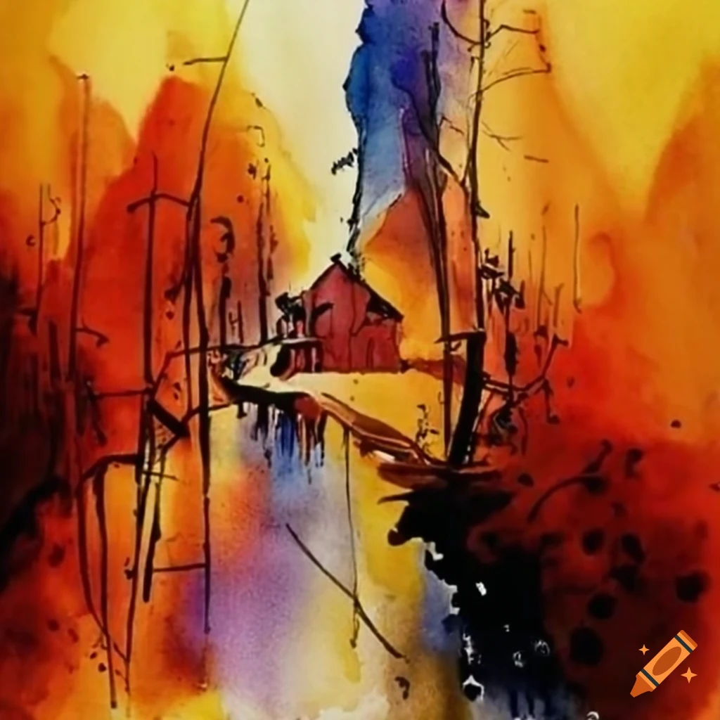 Shattered watercolor art inspired by Norway's version of Zatoichi