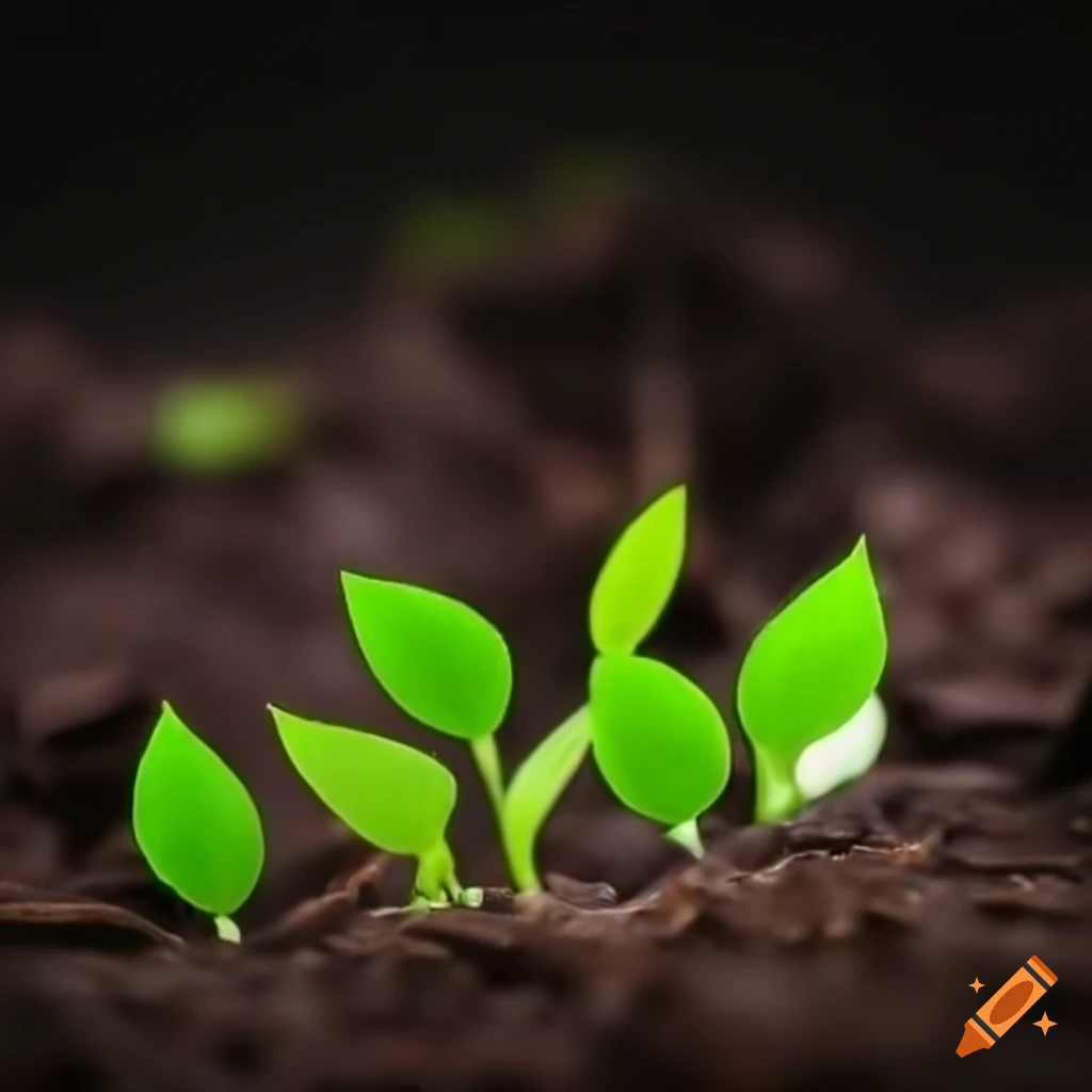 Buried plants with sprouting growth