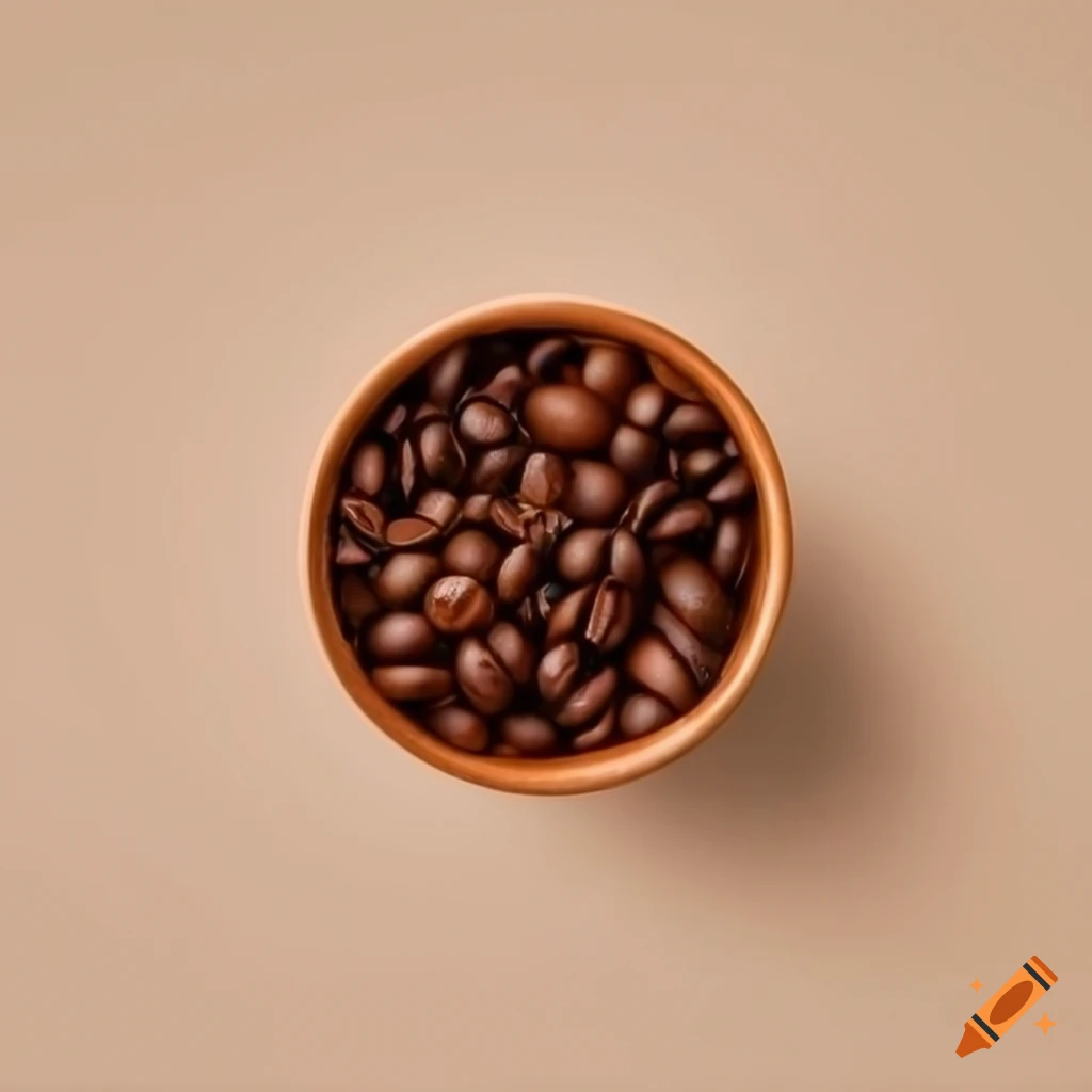 Coffee beans on beige wallpaper with the word Qhiwa
