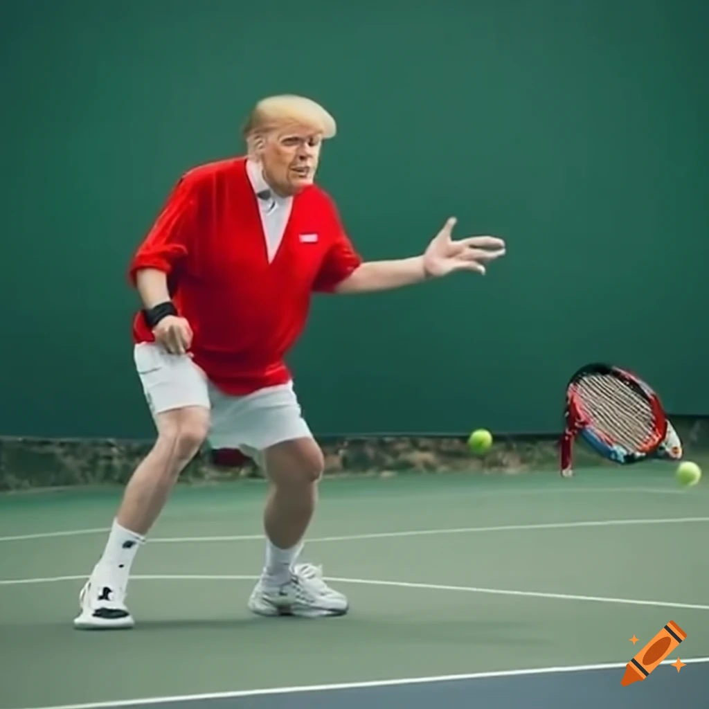 Political humor - trump playing tennis on Craiyon
