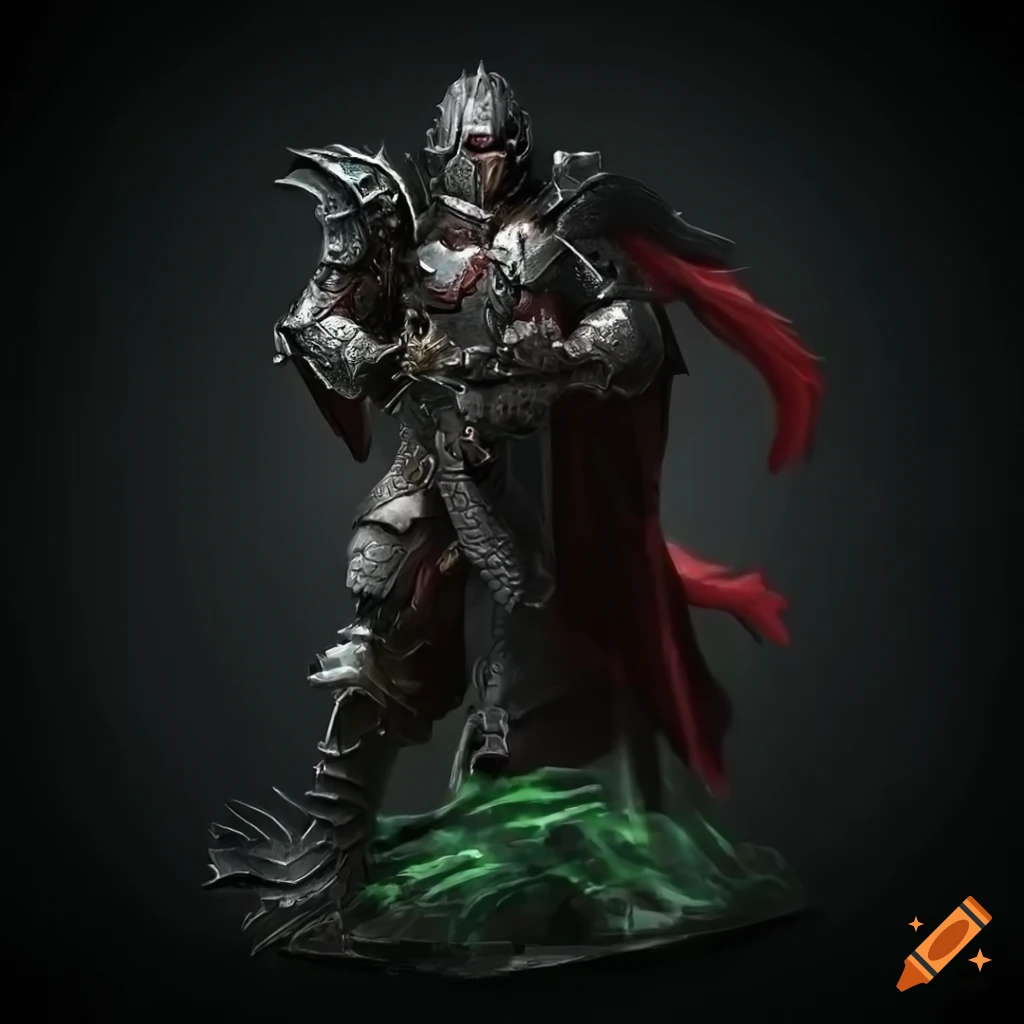 Warrior in black dragon armor with dragon scale half cloak on Craiyon