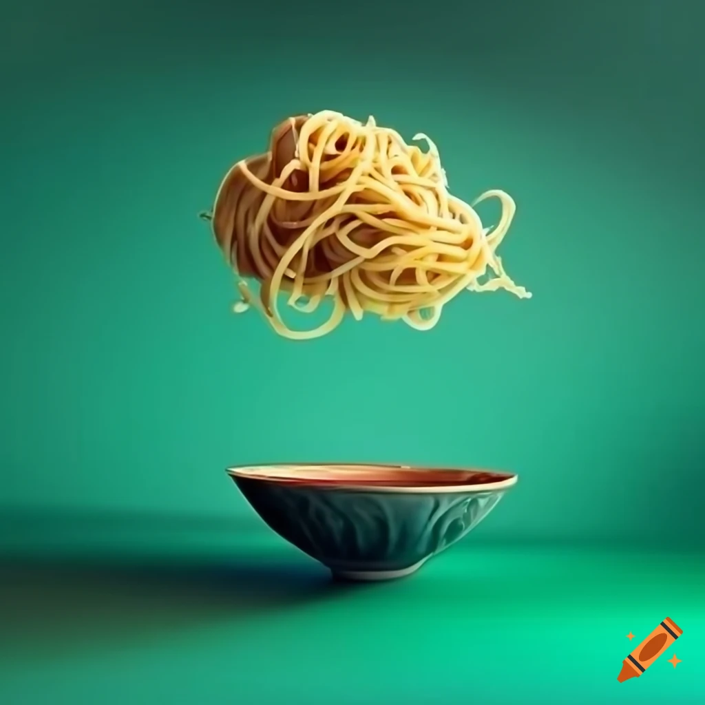 Spaghetti carbonara with bacon bits and Parmesan in a ceramic bowl on emerald background