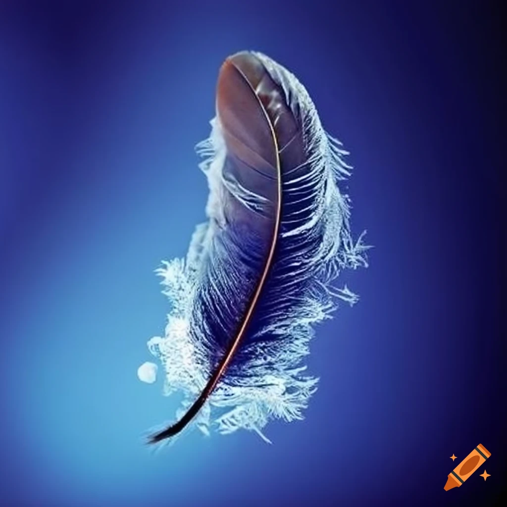 Delicate frost-adorned feather with diamond-like sparkles