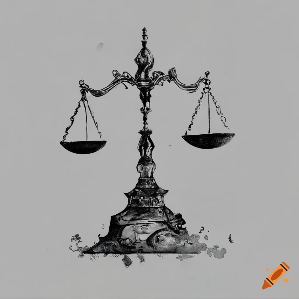 Vintageinspired scales of justice with an allseeing eye torch on Craiyon