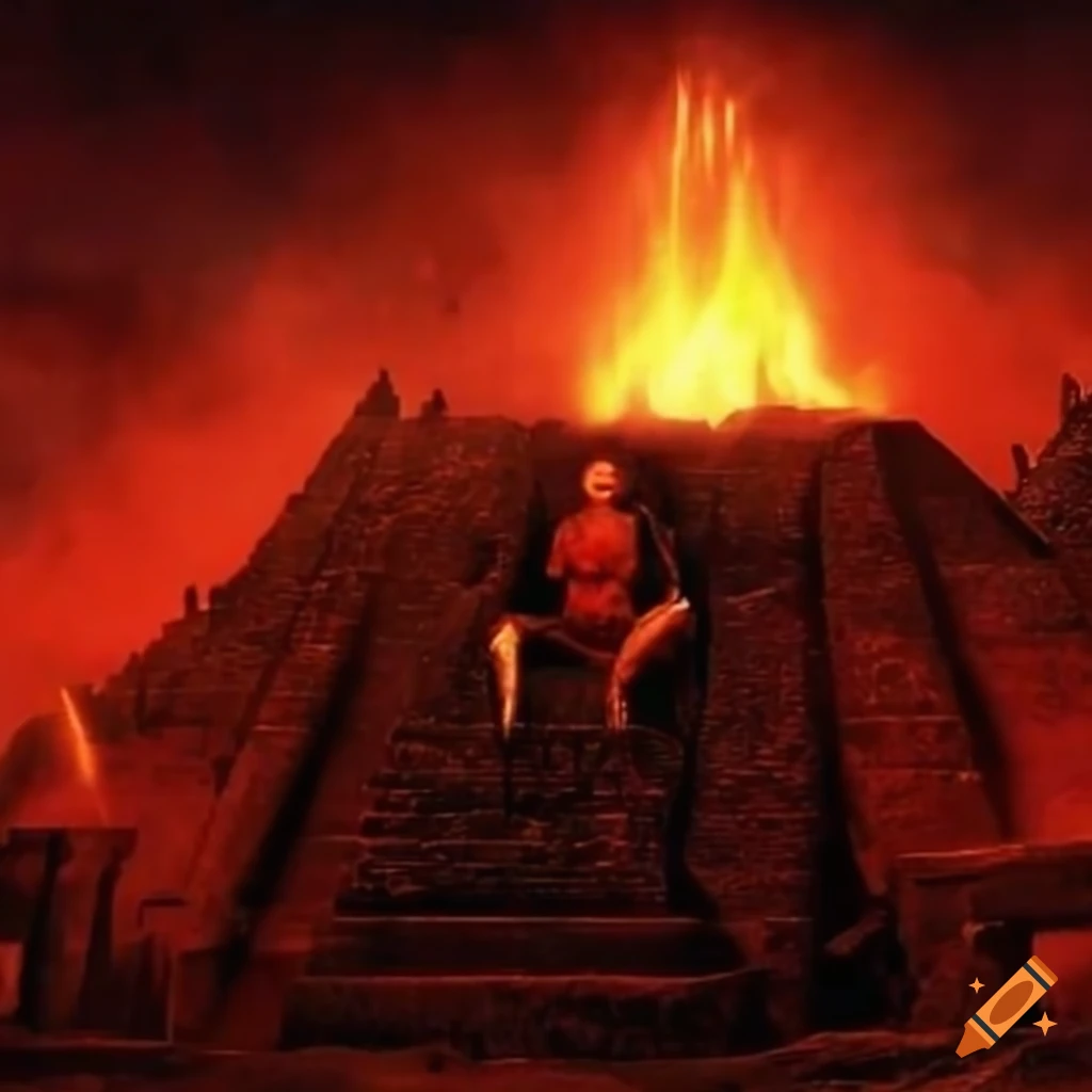 Hellish scene inside a pyramid