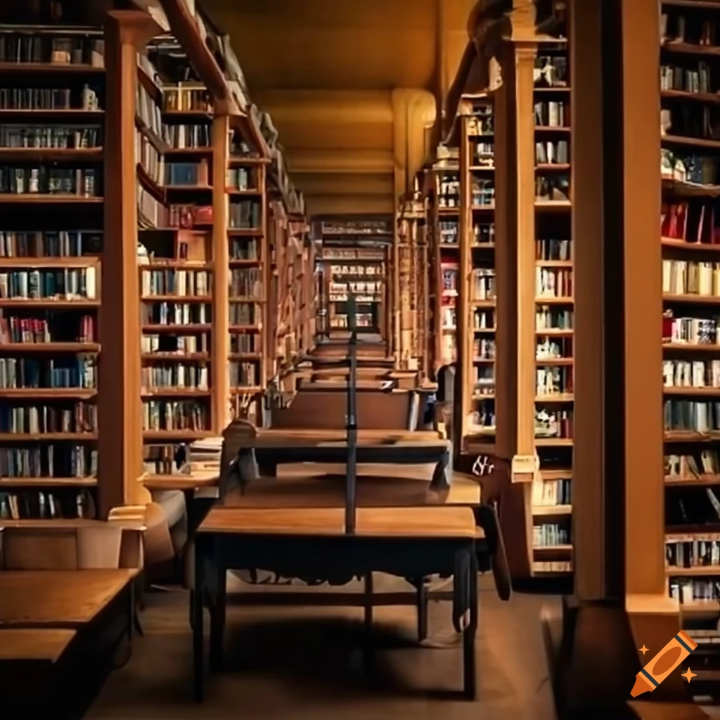 School library with brown chairs and tables