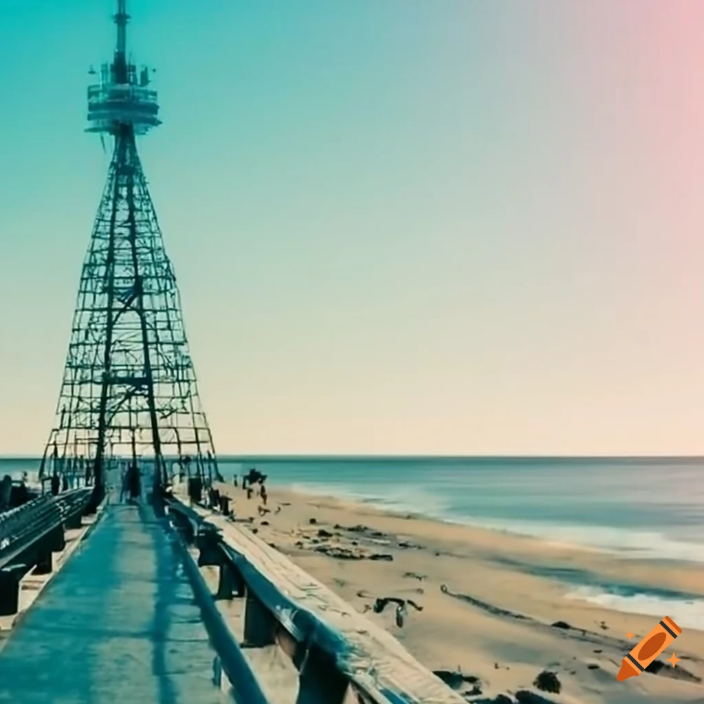 Seaside Heights boardwalk with a radio tower