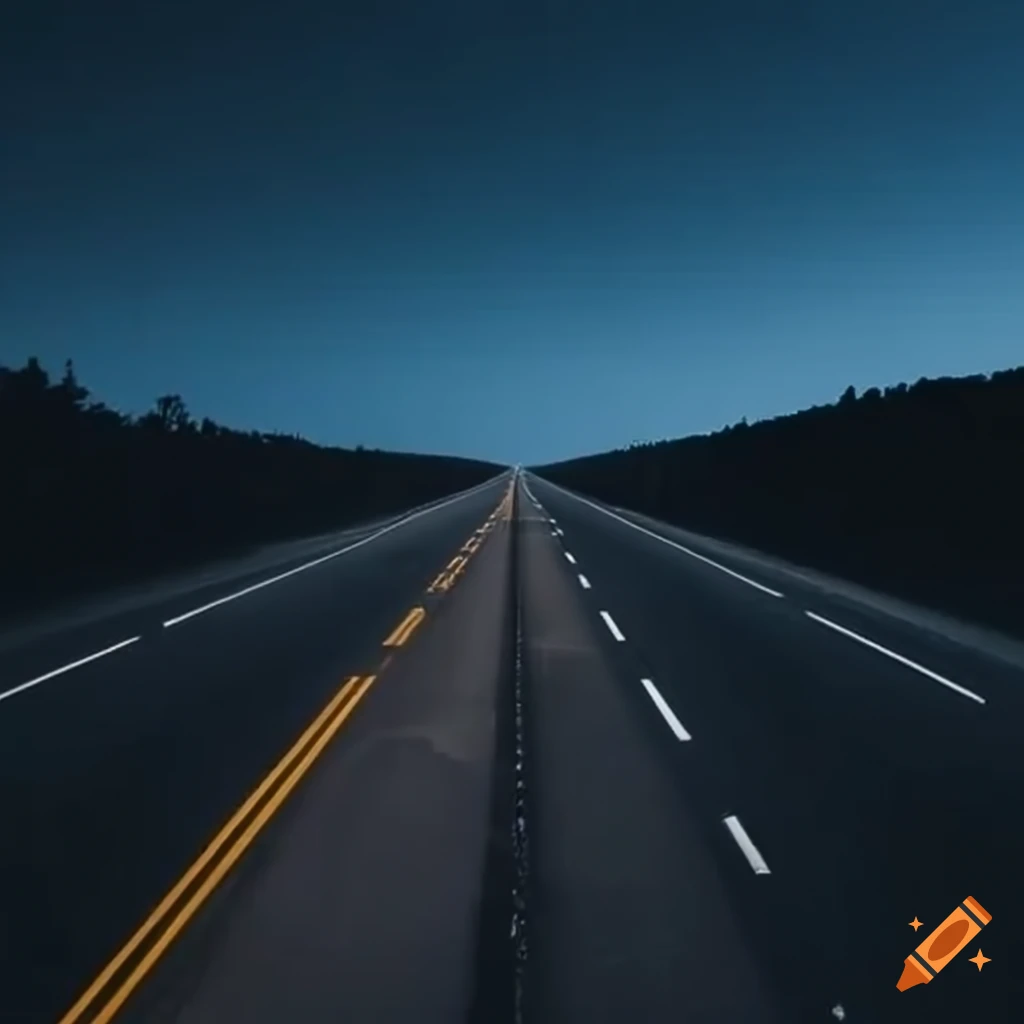 Highway dark straight road