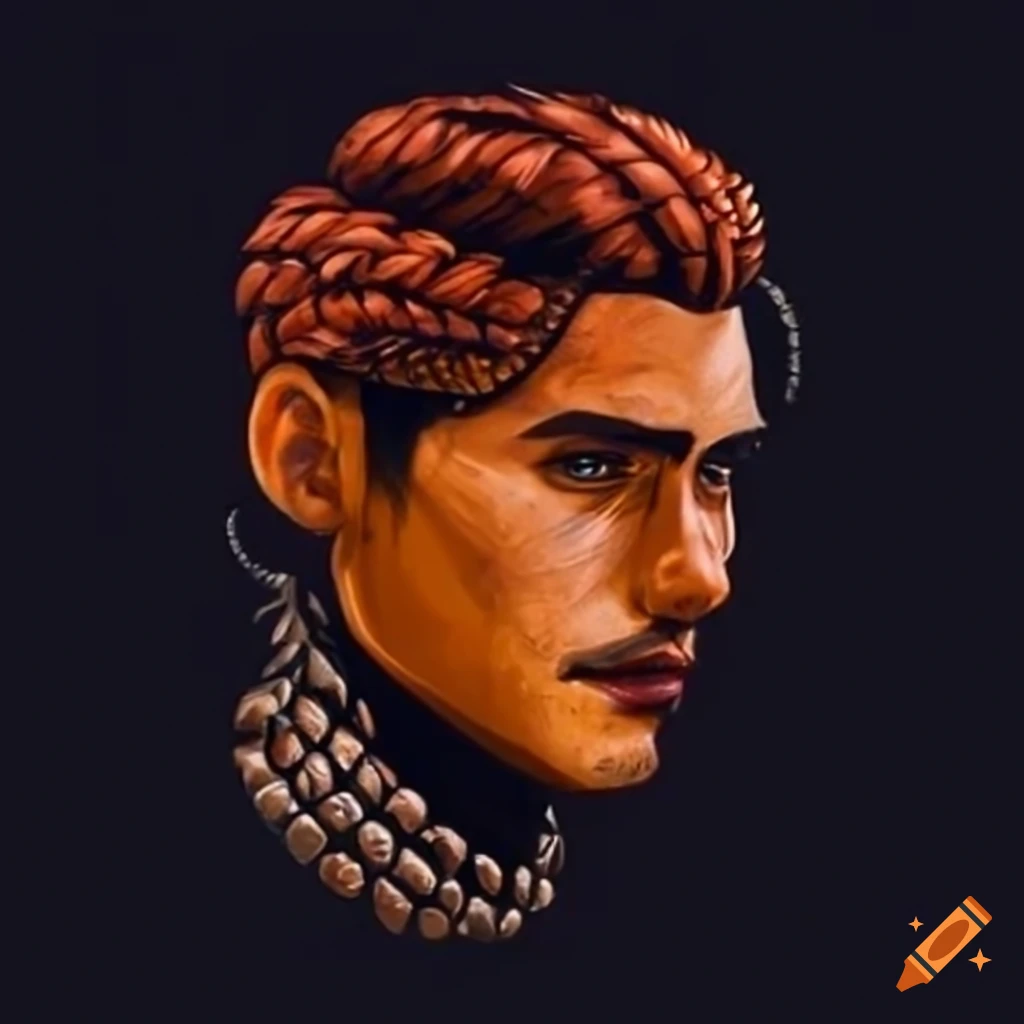 Man with chameleon-like orange skin and piercing yellow snake eyes with ...