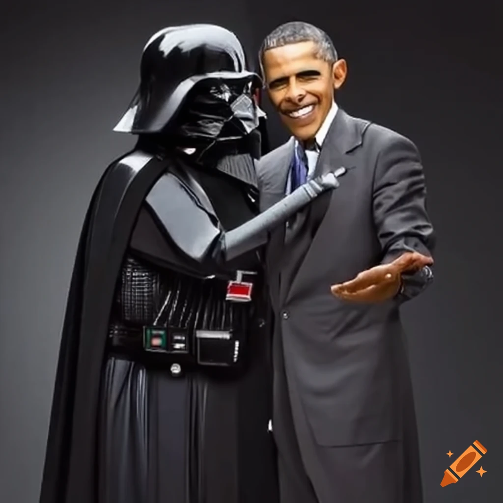 Obama giving Darth Vader a shoulder rub