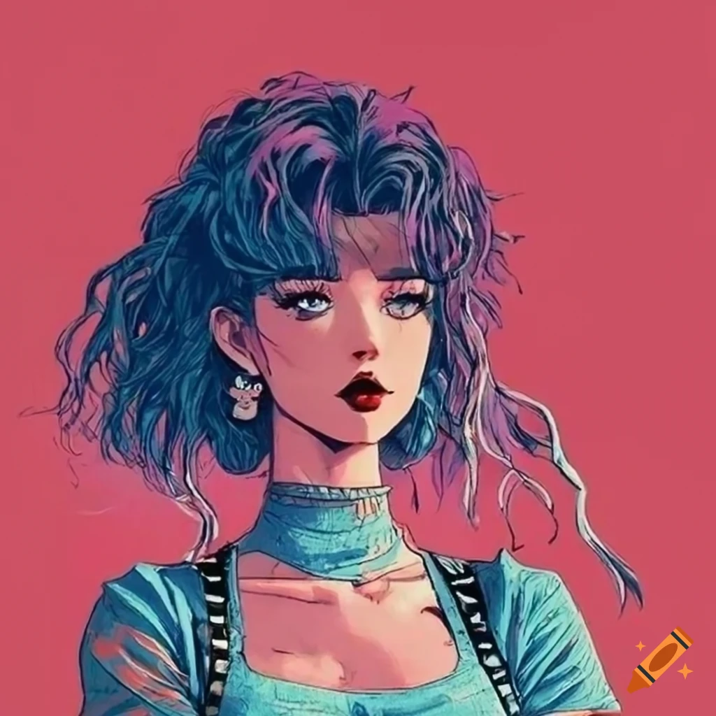 Retro manga 80s woman with a nostalgic vibe