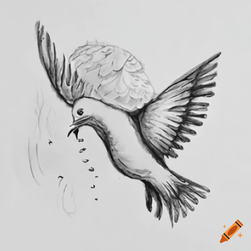 Dove of peace watching over crying children